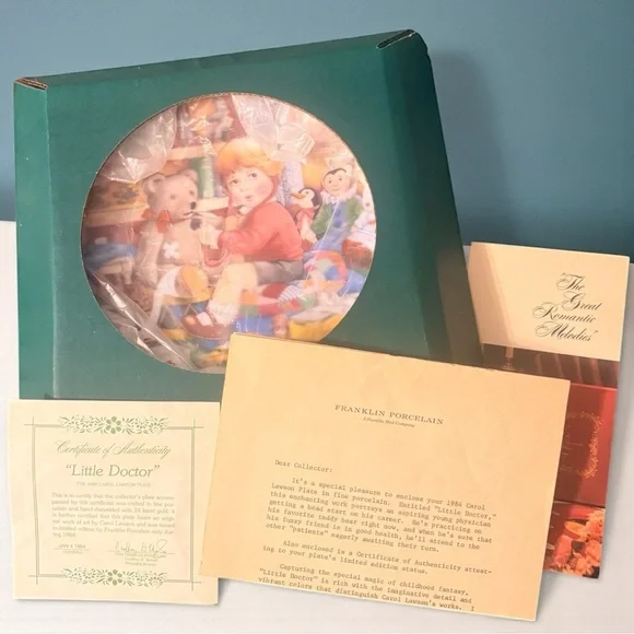 1984 Carol Lawson “Little Doctor” Collector Plate Franklin Porcelain In Box 8” - Picture 8 of 10